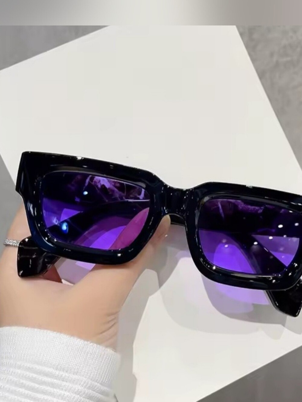 Black Frame Sunglasses with Purple Lenses
